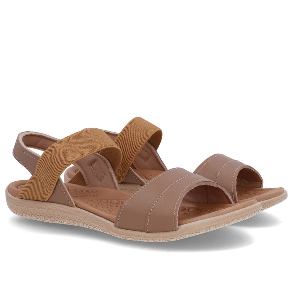 Sandália Couro Marrom Tira Elástico Básica Marrom 2