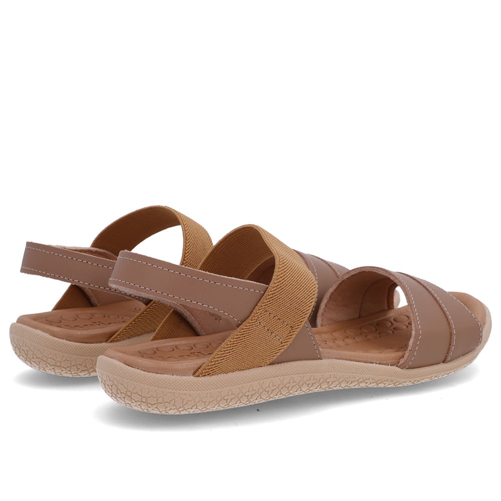 Sandália Couro Marrom Tira Elástico Básica Marrom 3