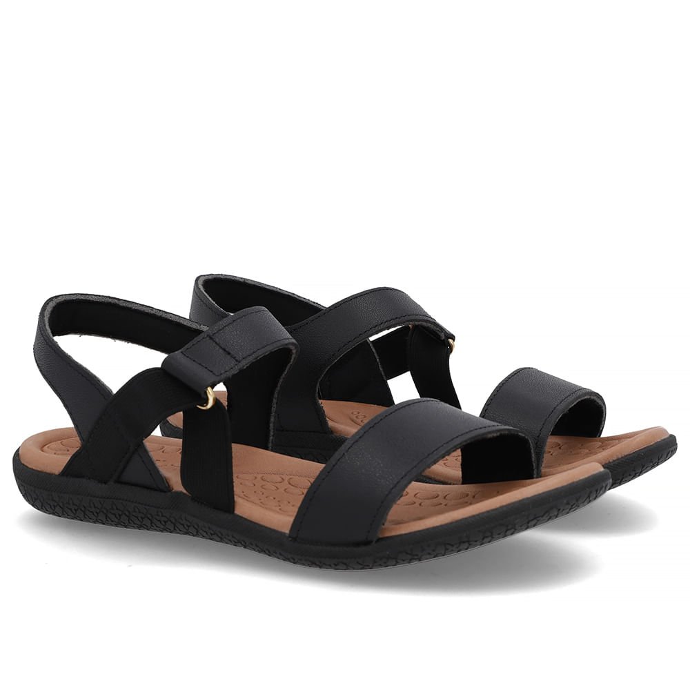 Sandália Tira Lateral Elástico Preta Preto 2