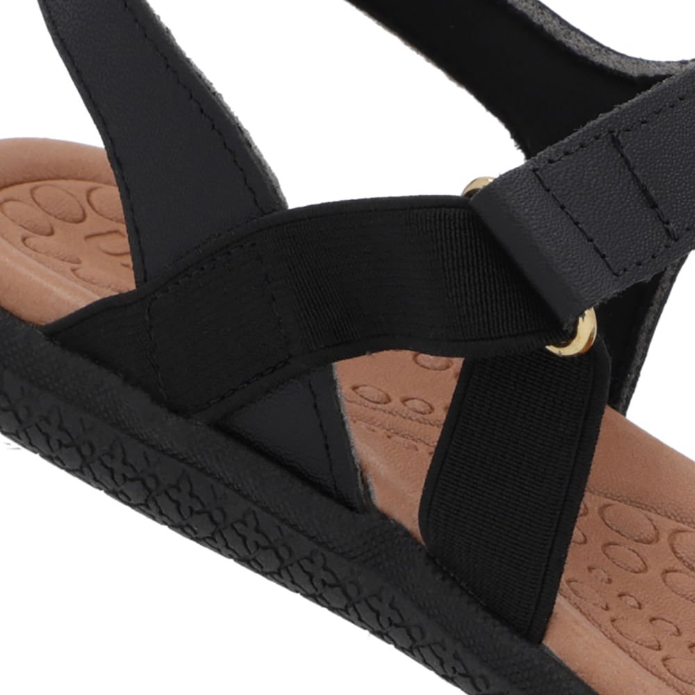 Sandália Tira Lateral Elástico Preta Preto 4