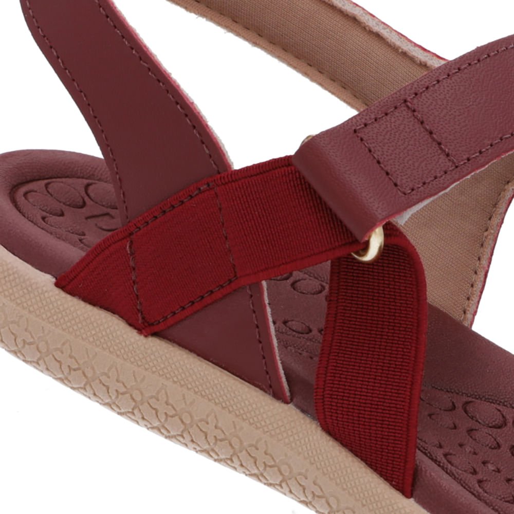 Sandália Tira Lateral Elástico Vermelha Vermelho 4