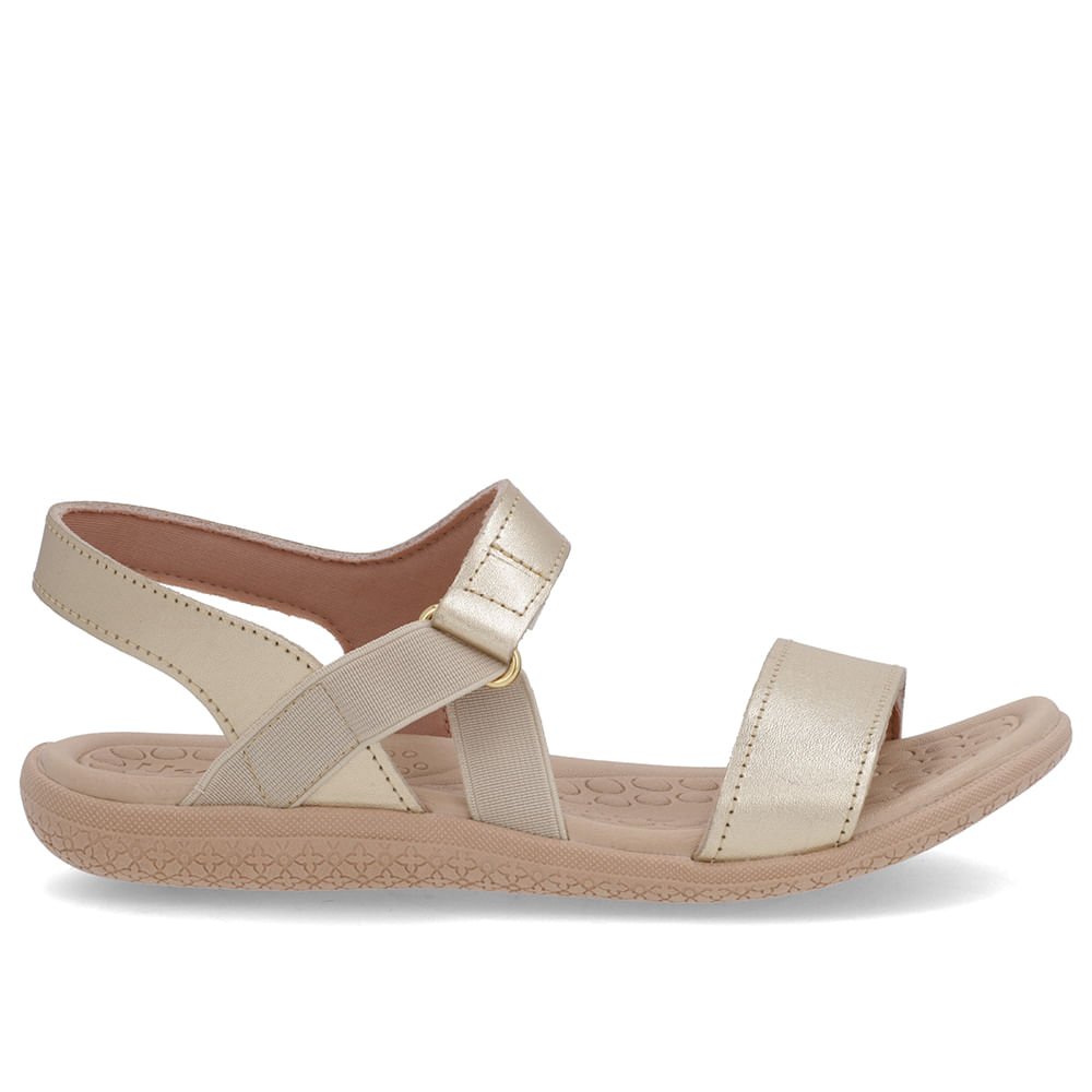 Sandália Tira Lateral Elástico Dourada