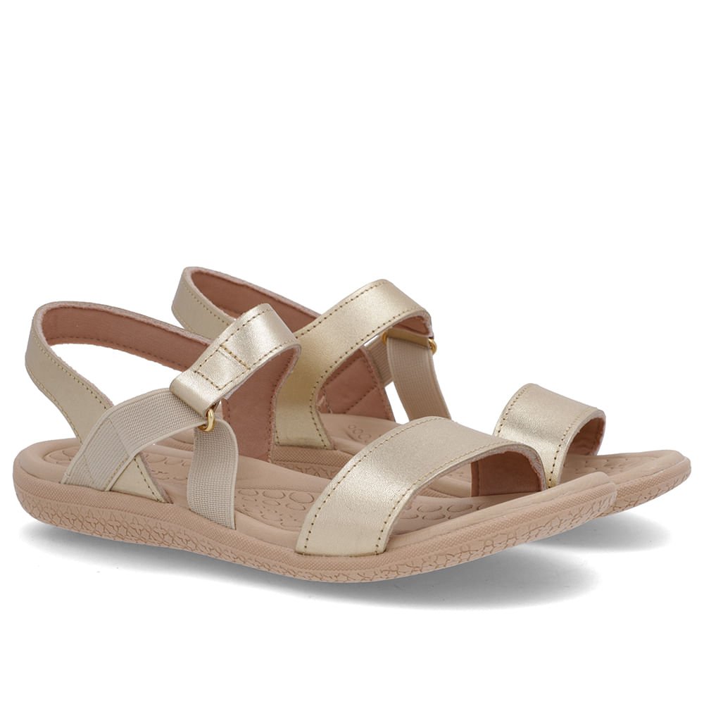 Sandália Tira Lateral Elástico Dourada Dourado 2