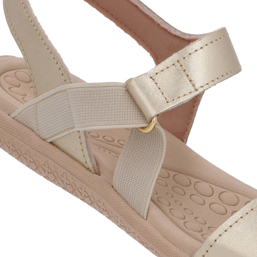 Sandália Tira Lateral Elástico Dourada Dourado 4