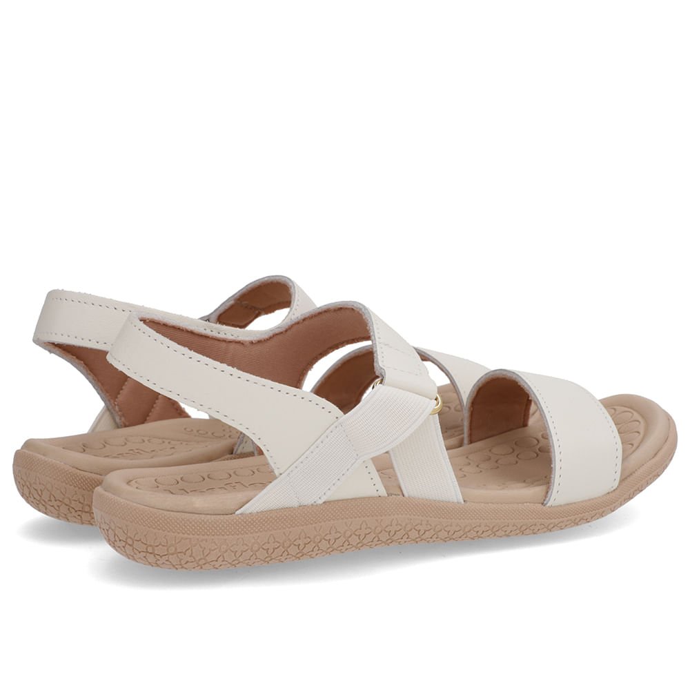 Sandália Tira Lateral Elástico Branca Marfim Branco 3