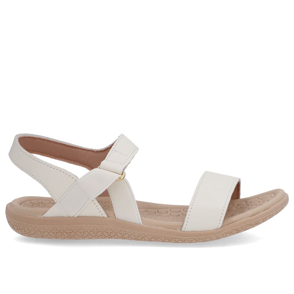 Sandália Tira Lateral Elástico Branca Marfim Branco 1