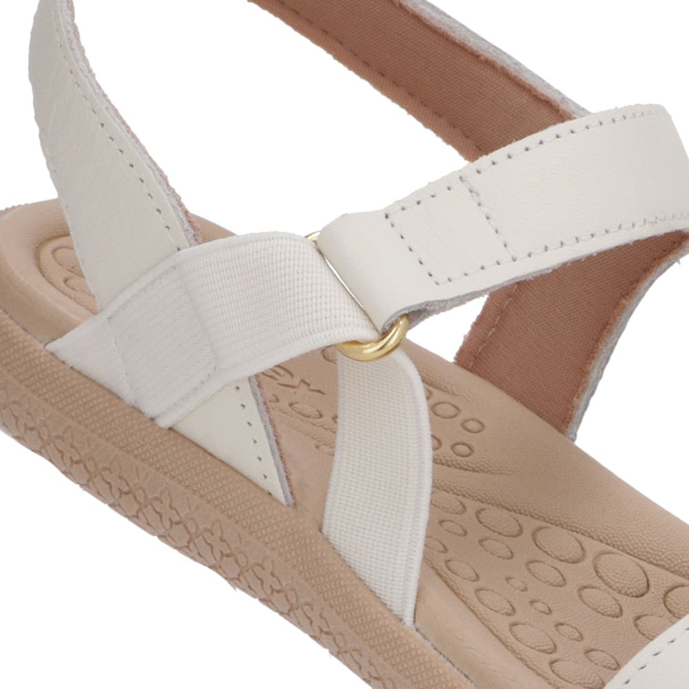 Sandália Tira Lateral Elástico Branca Marfim Branco 4