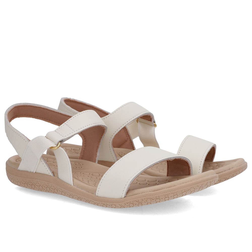 Sandália Tira Lateral Elástico Branca Marfim Branco 2