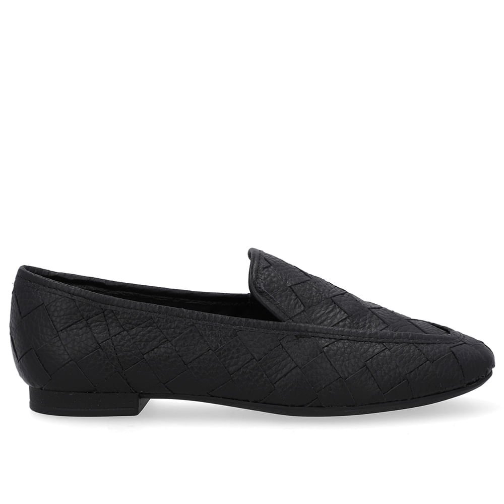 Loafer Couro Preto Trançado Preto 1