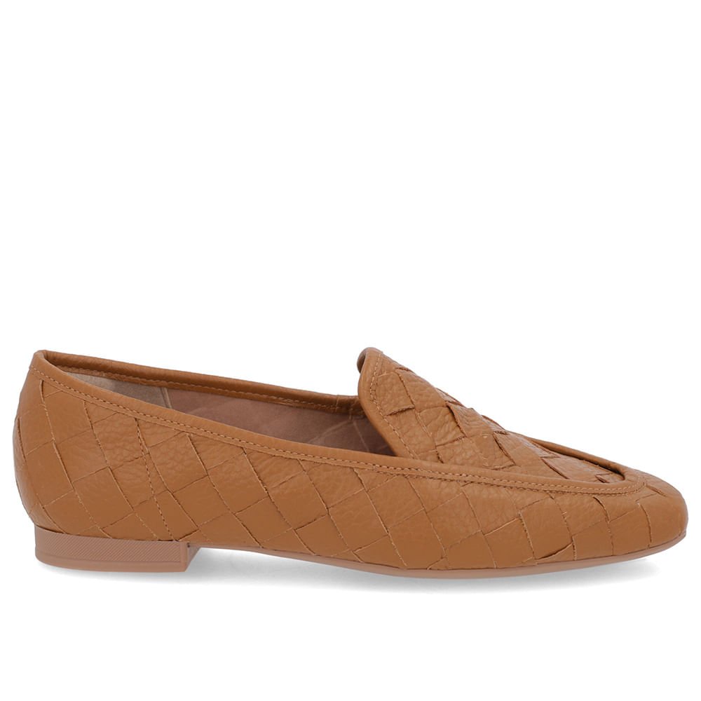 Loafer Couro Marrom Trançado
