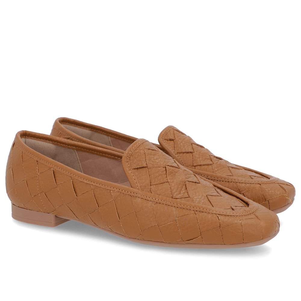Loafer Couro Marrom Trançado Marrom 2