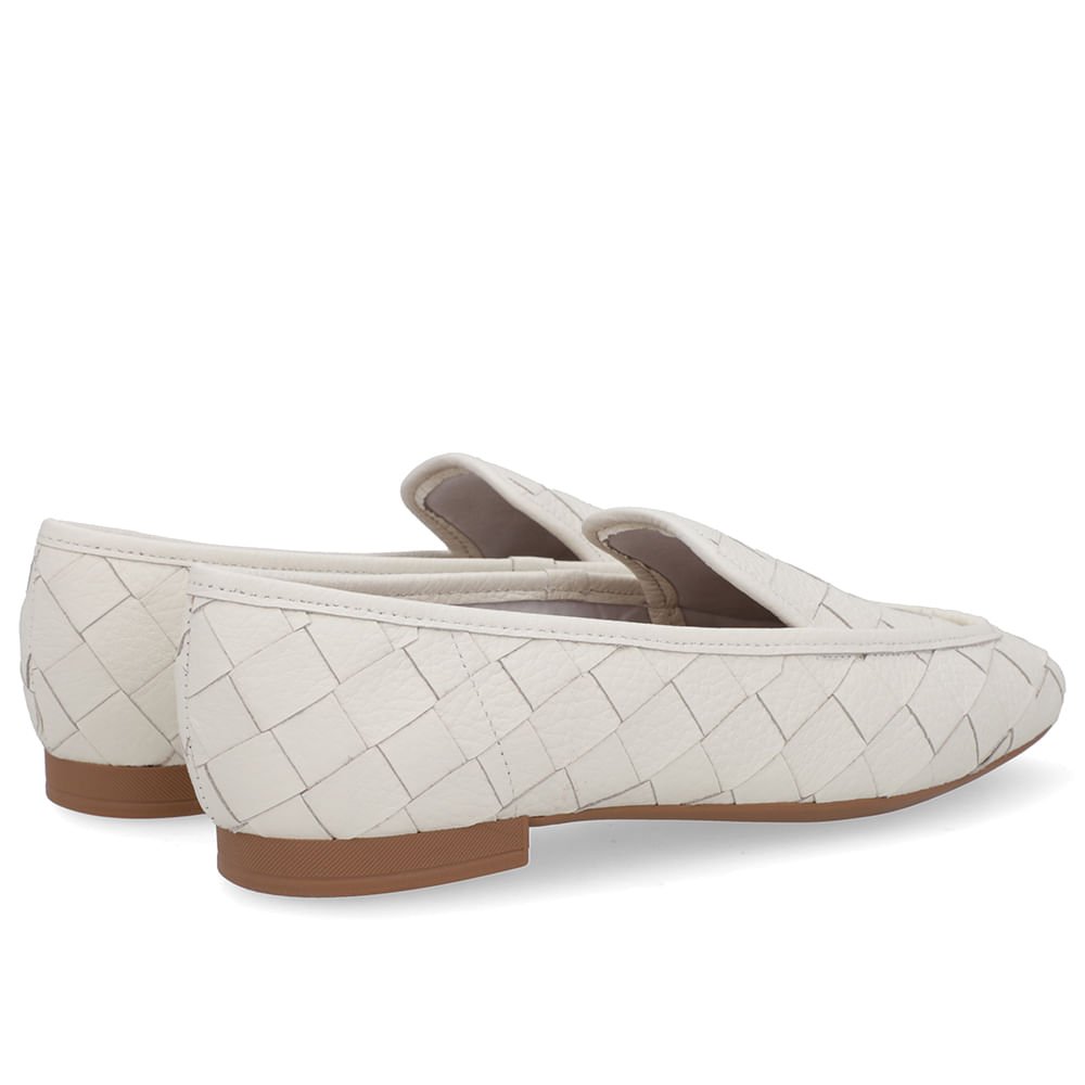 Loafer Couro Branco Marfim Trançado Branco 3