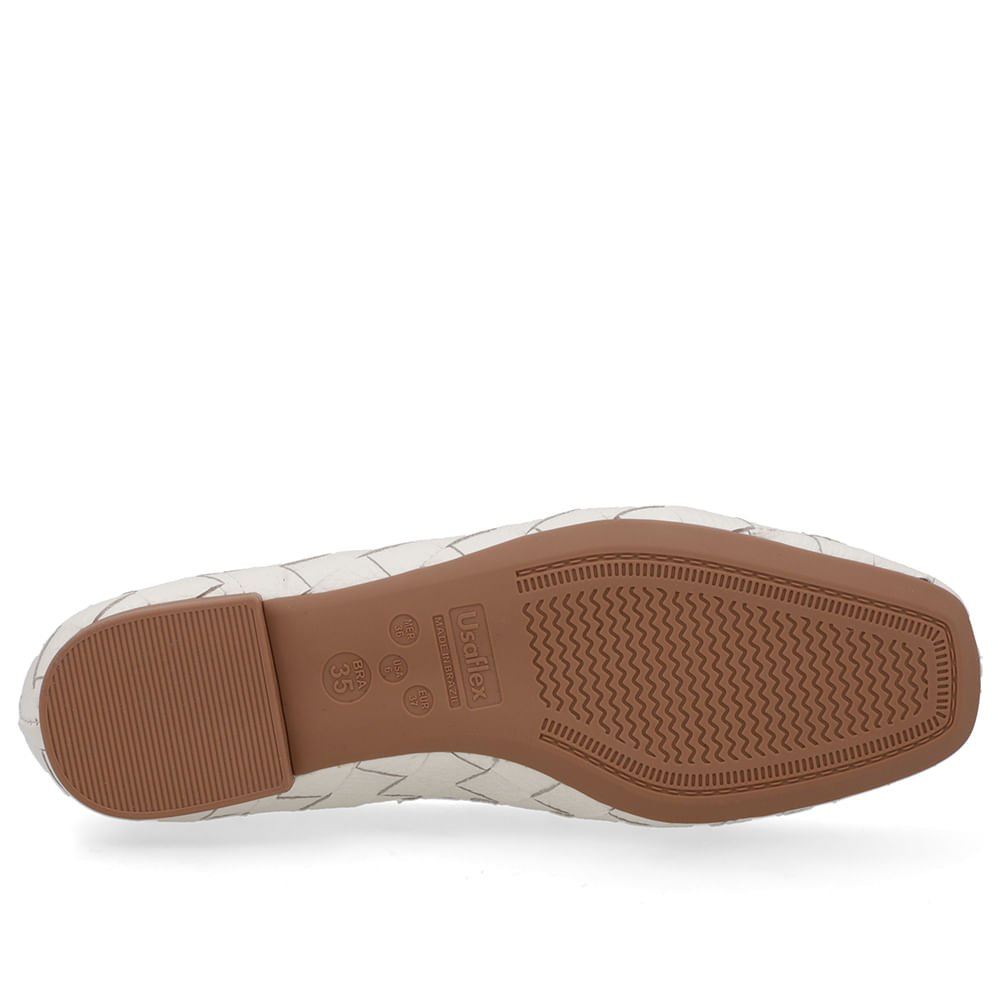 Loafer Couro Branco Marfim Trançado Branco 5
