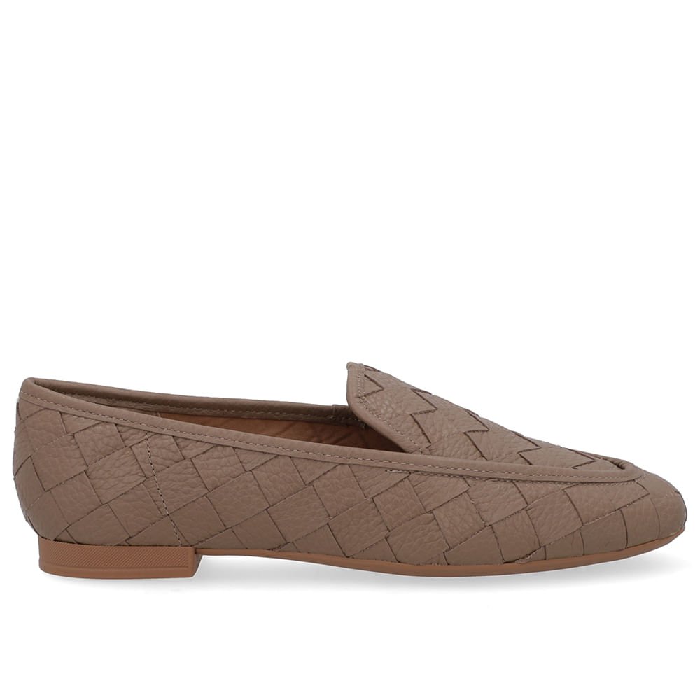 Loafer Couro Marrom Trançado