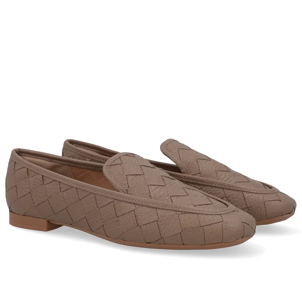 Loafer Couro Marrom Trançado Marrom 2