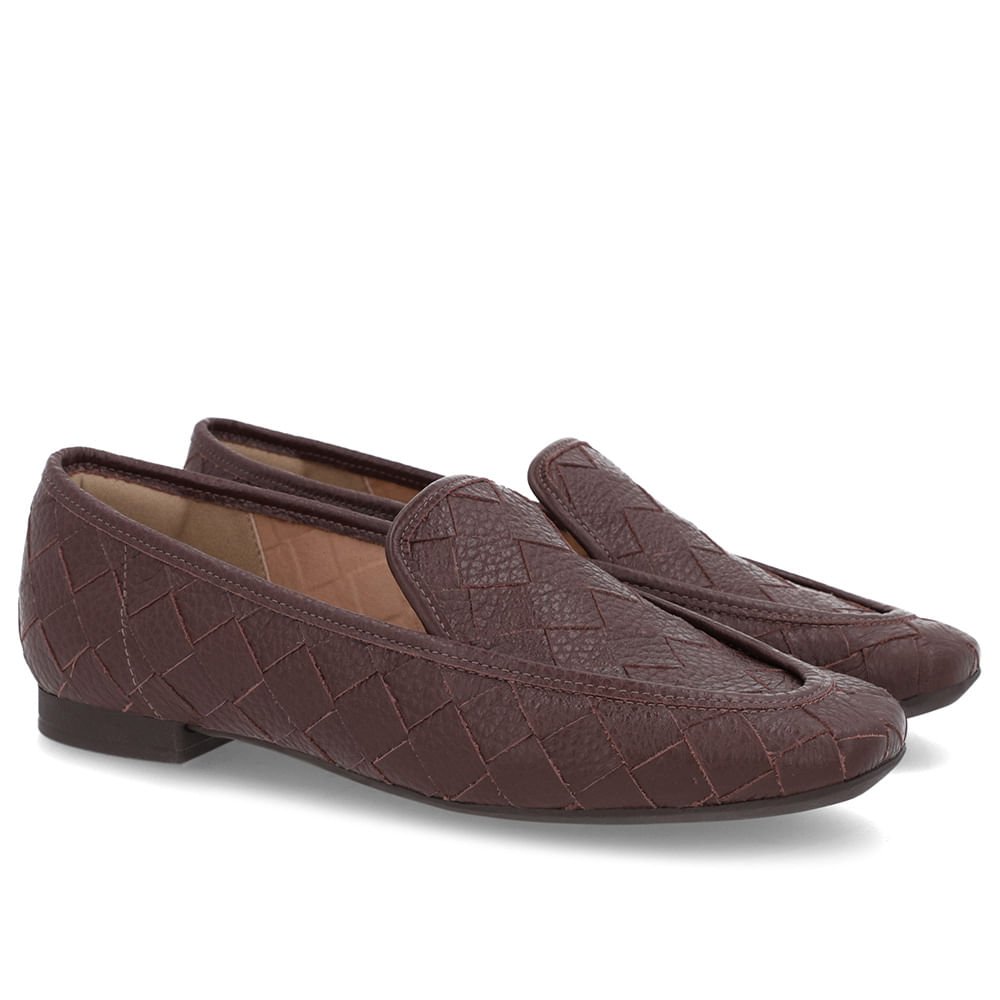 Loafer Couro Marrom Pinhão Trançado Marrom 2