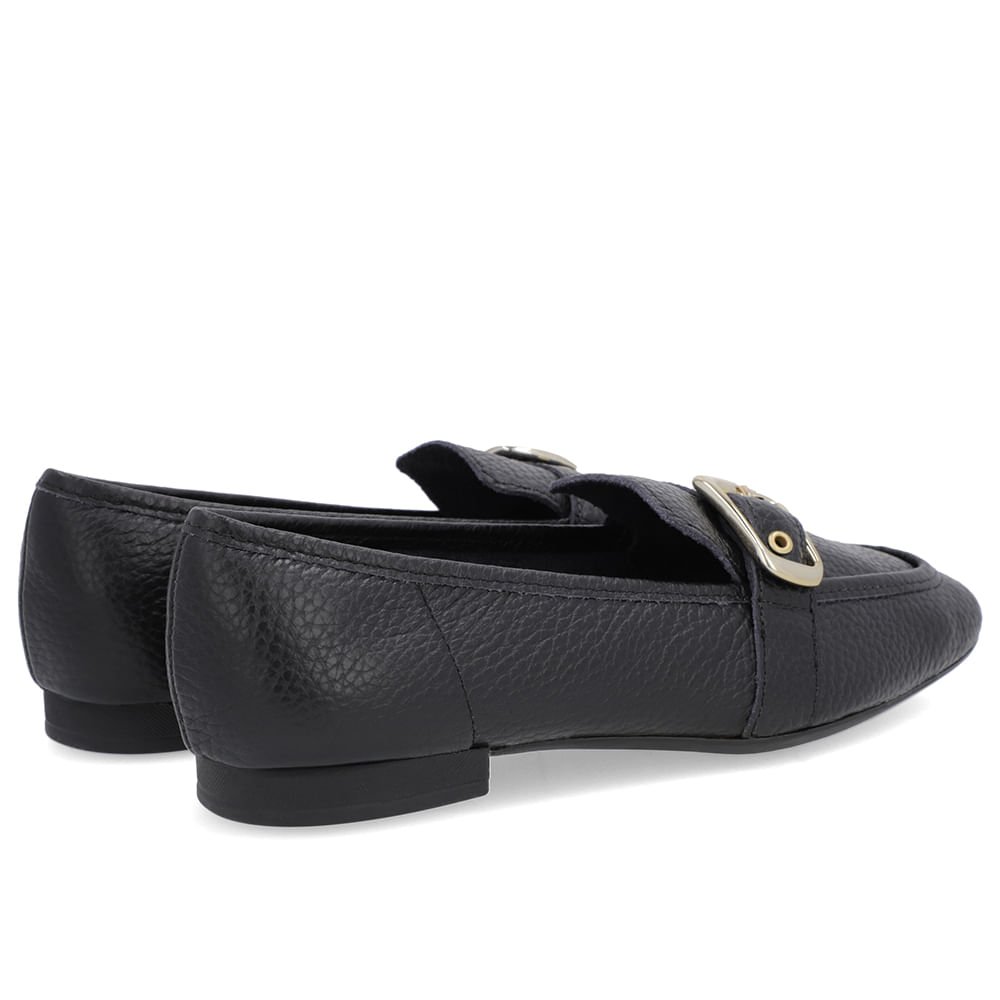 Loafer Couro Preto Tira Fivela Preto 3