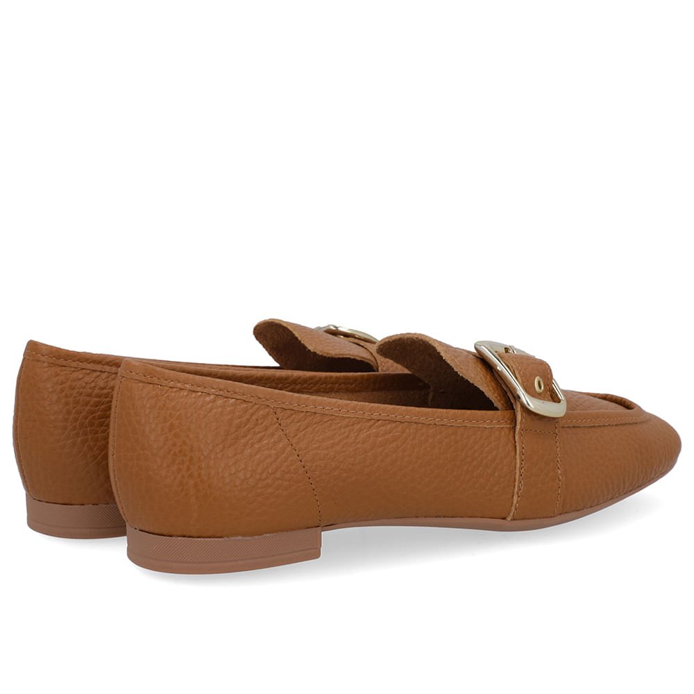 Loafer Couro Marrom Tira Fivela Marrom 3