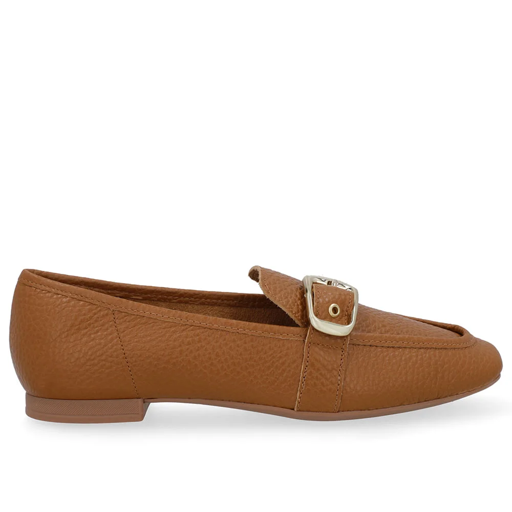 Loafer Couro Marrom Tira Fivela Marrom 2