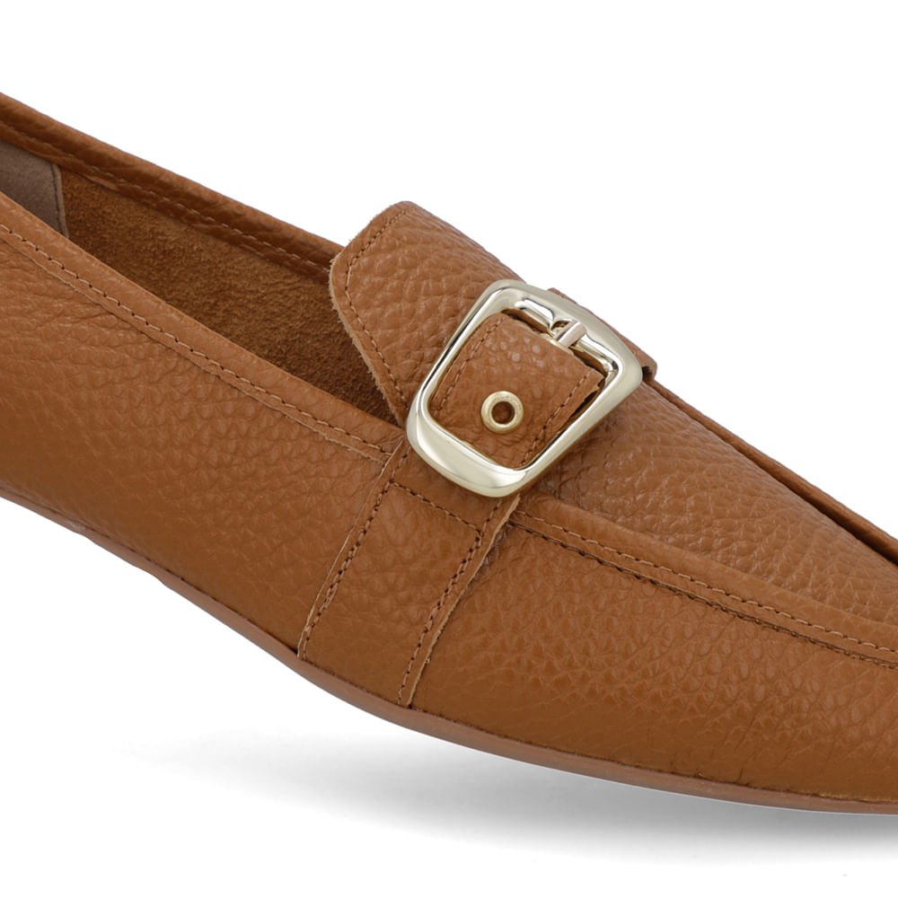 Loafer Couro Marrom Tira Fivela Marrom 3