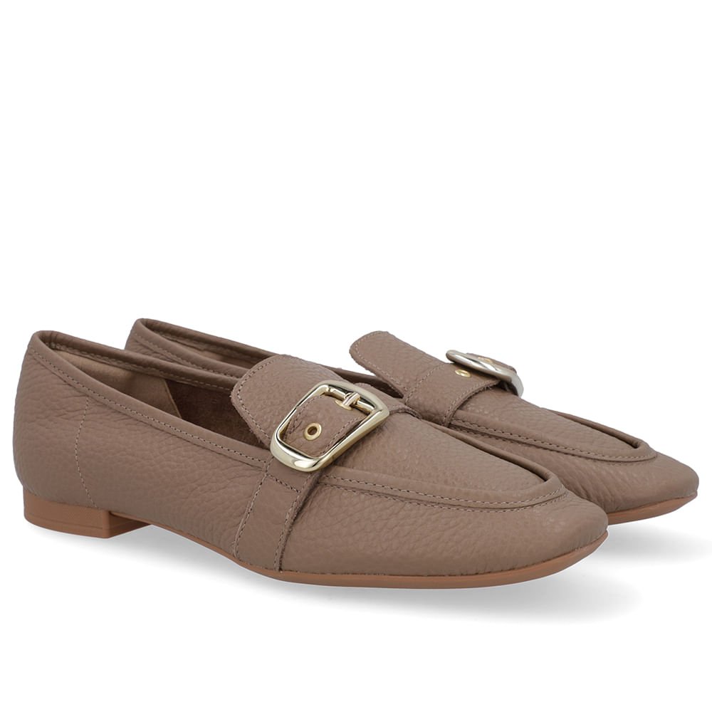 Loafer Couro Marrom Tira Fivela Marrom 2