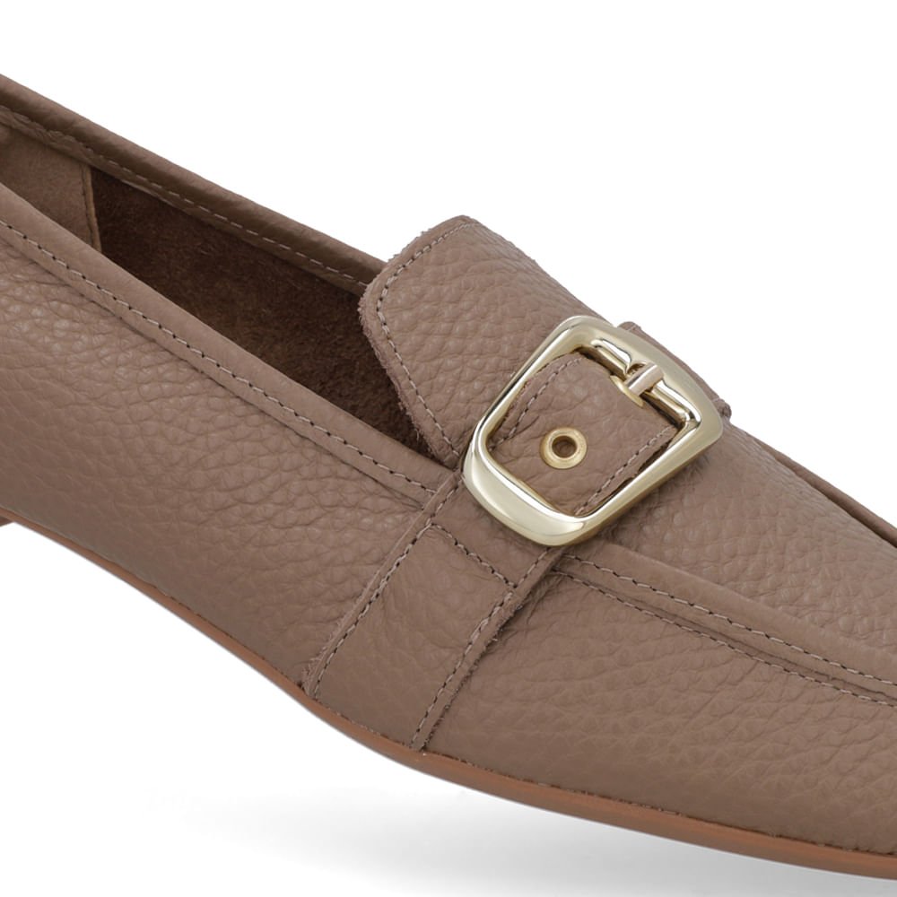 Loafer Couro Marrom Tira Fivela Marrom 4