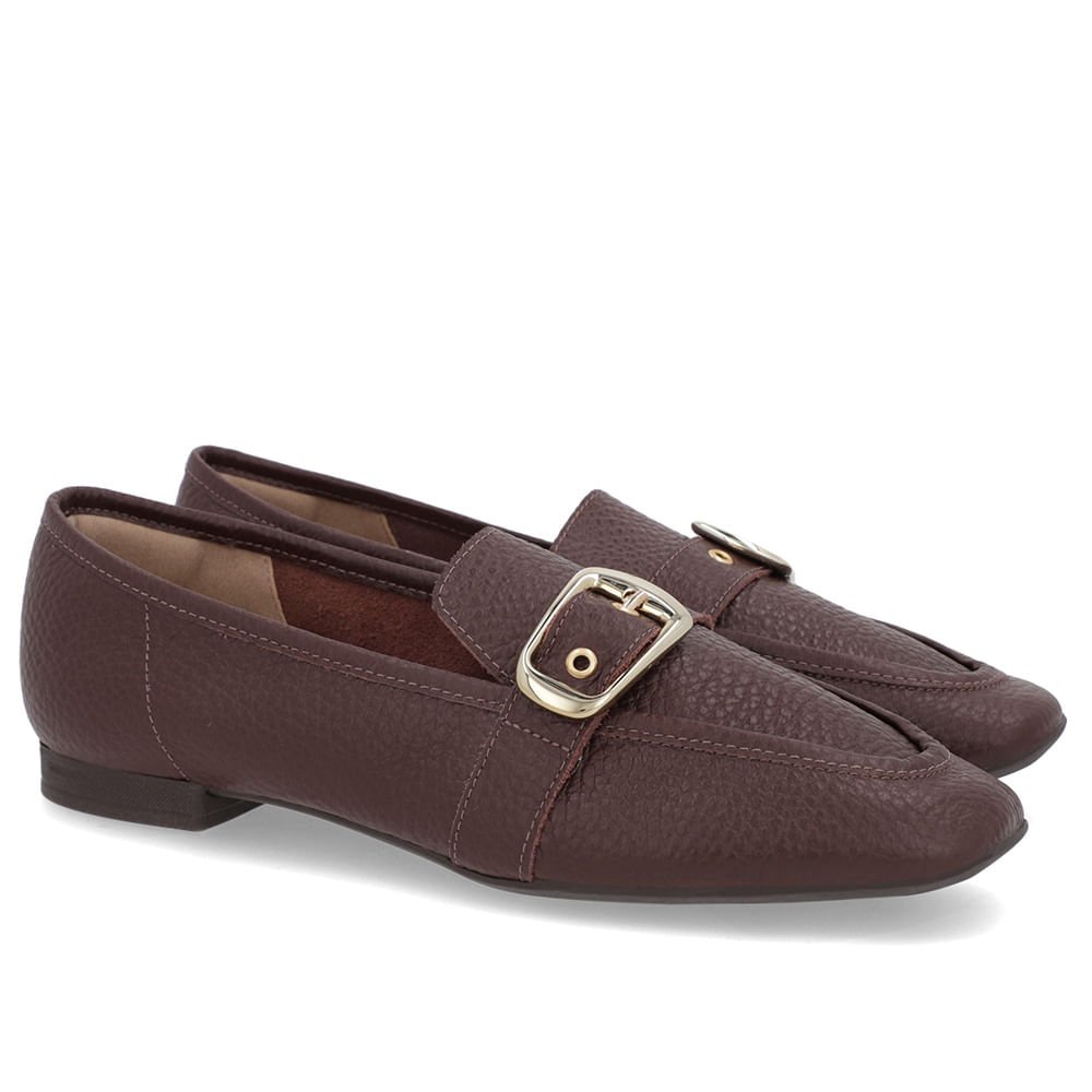 Loafer Couro Marrom Pinhão Tira Fivela Marrom 2