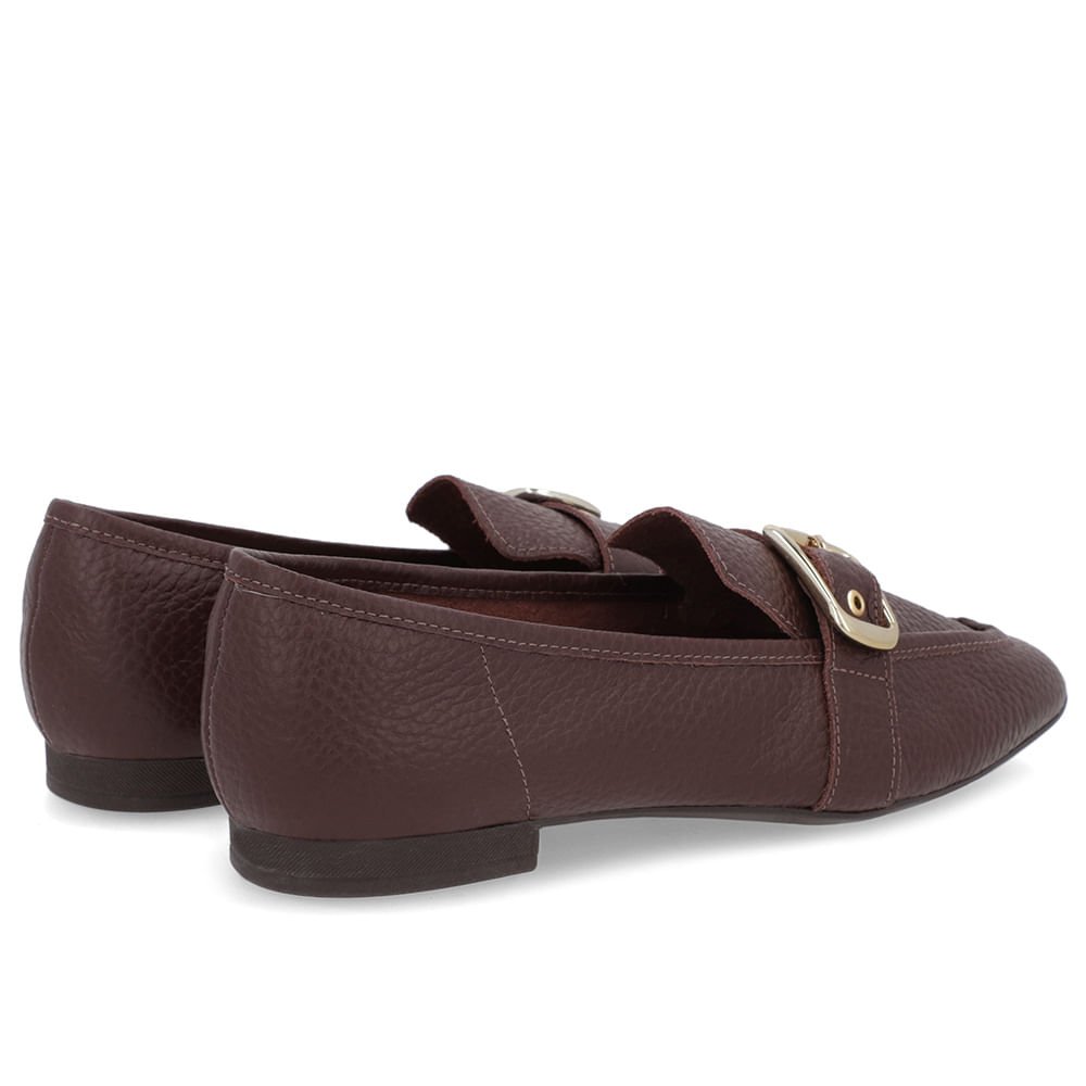 Loafer Couro Marrom Pinhão Tira Fivela Marrom 3