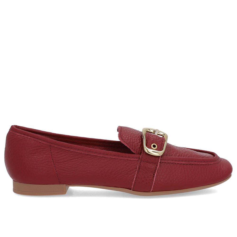 Loafer Couro Vermelho Tira Fivela Vermelho 1