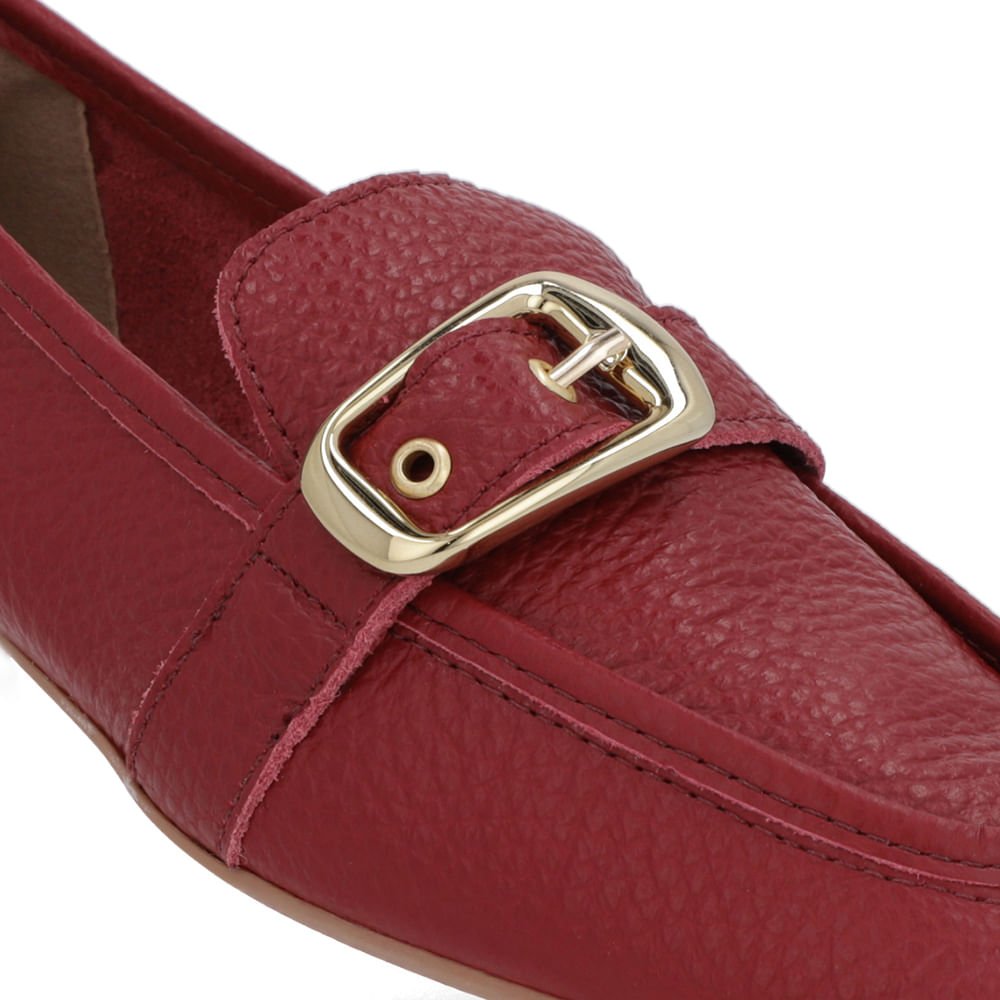 Loafer Couro Vermelho Tira Fivela Vermelho 4