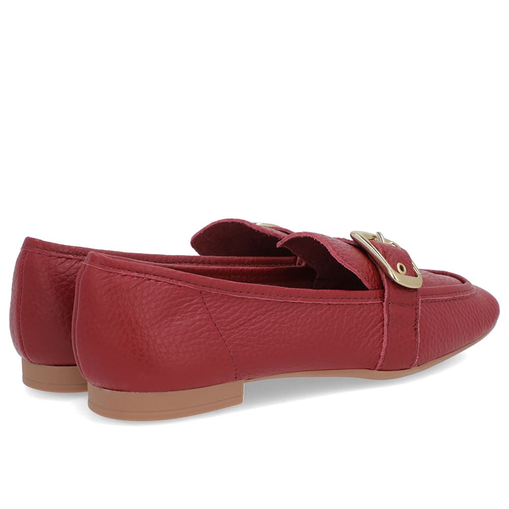 Loafer Couro Vermelho Tira Fivela Vermelho 3