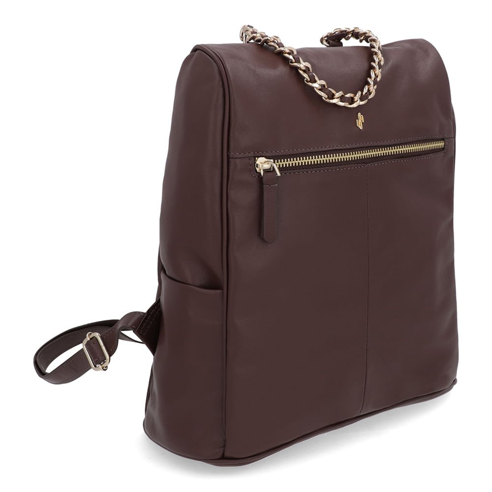 Mochila Couro Marrom Pinhão Marrom 2