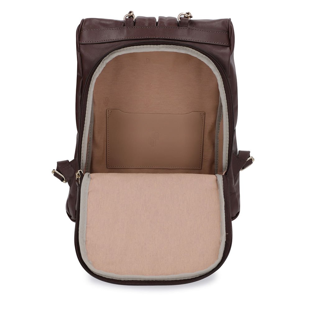 Mochila Couro Marrom Pinhão Marrom 4