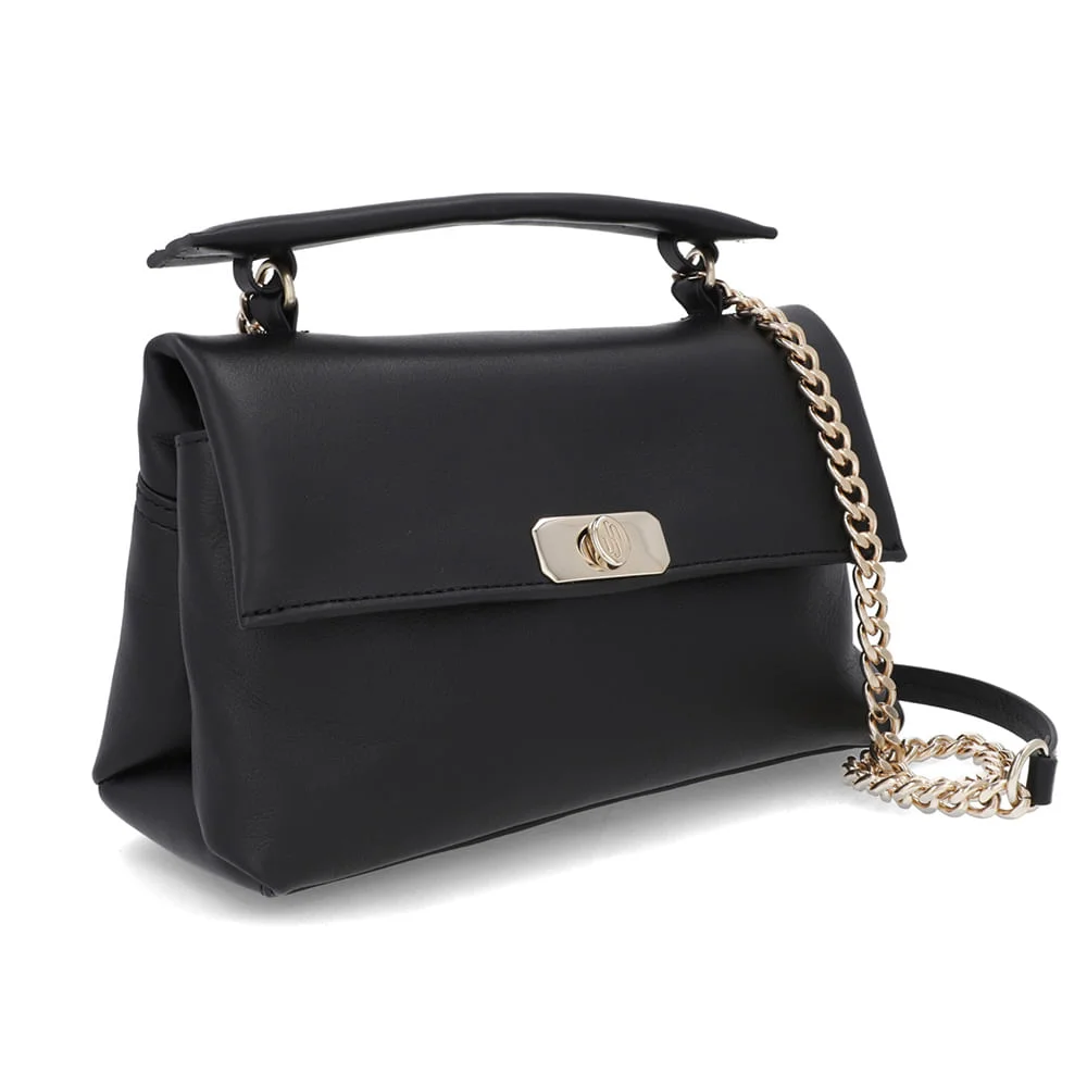 Bolsa Tote Couro Preta Torniquete Preto 2