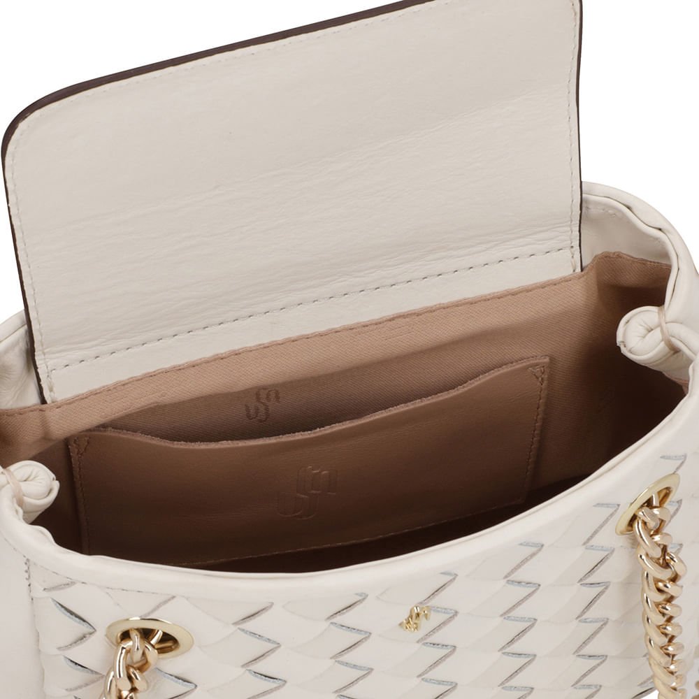 Bolsa Tote Couro Trançada Branca Marfim Branco 4