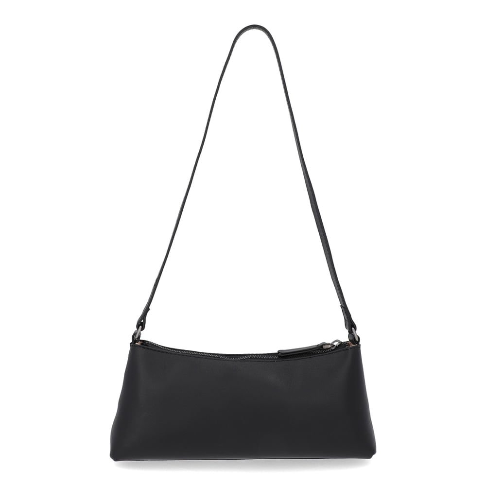 Bolsa Baguete Couro Tachas Preta Preto 3