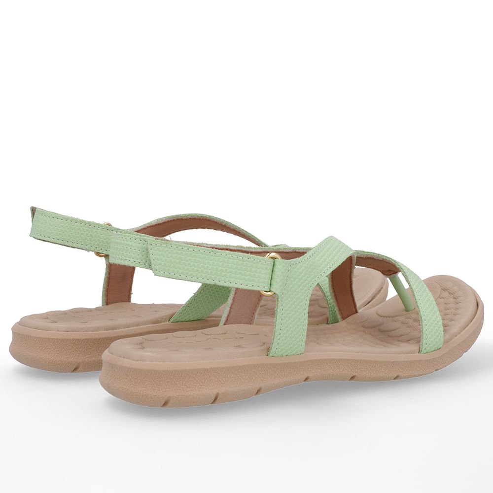 Sandália Couro Verde Mentolado Tiras Verde 3