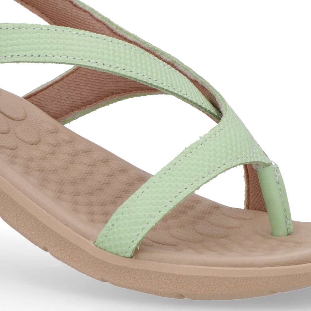 Sandália Couro Verde Mentolado Tiras Verde 4