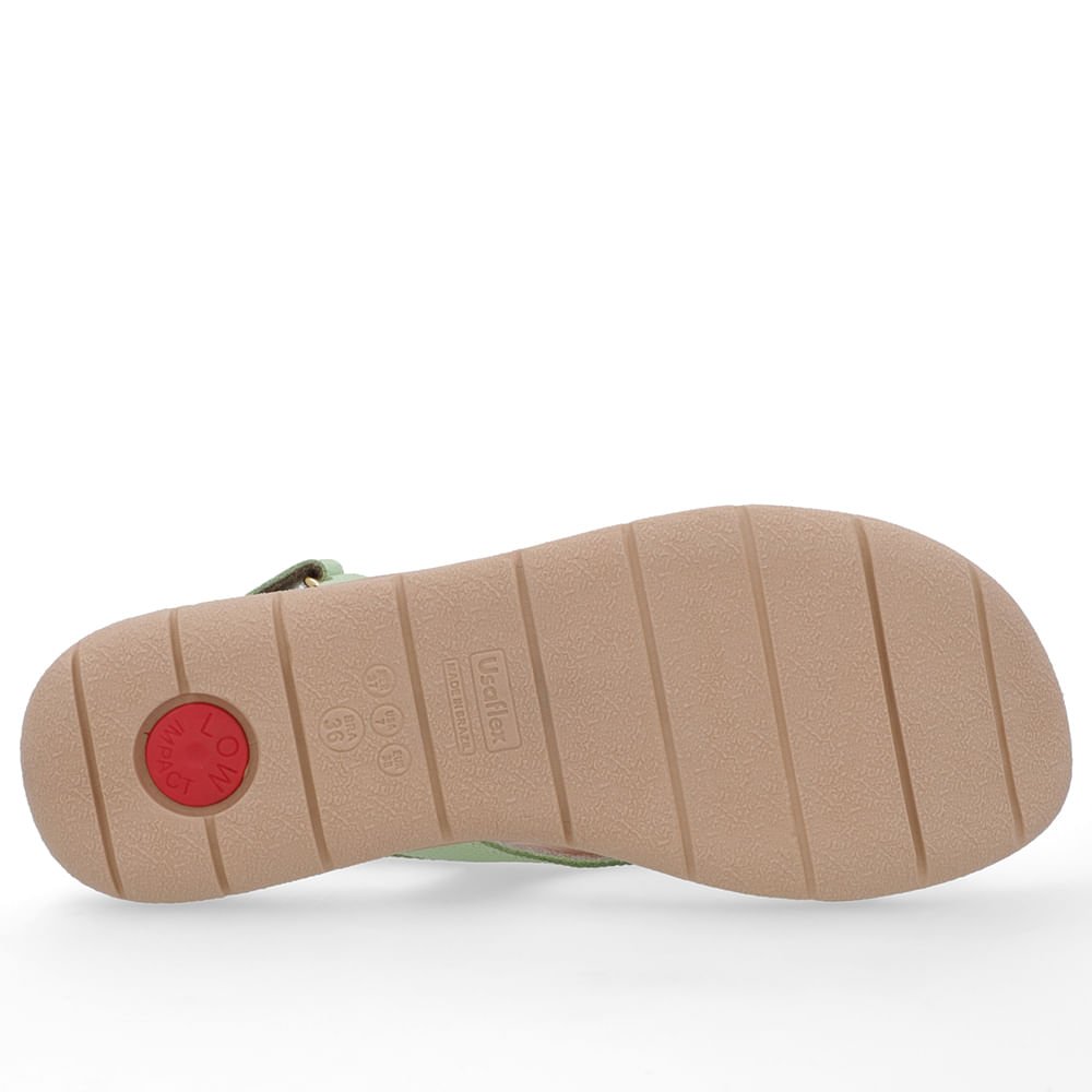 Sandália Couro Verde Mentolado Tiras Verde 5