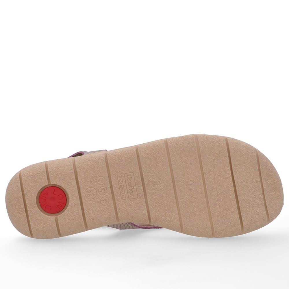 Sandália Couro Roxa Tiras Dourado 5