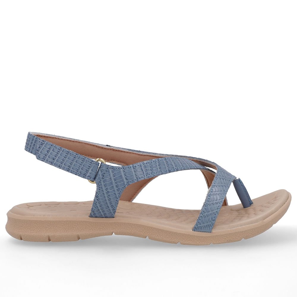 Sandália Couro Azul Tiras