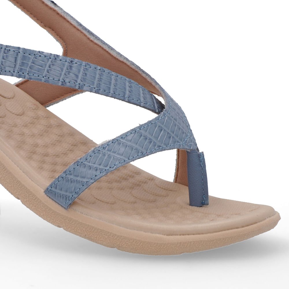 Sandália Couro Azul Tiras Azul 4