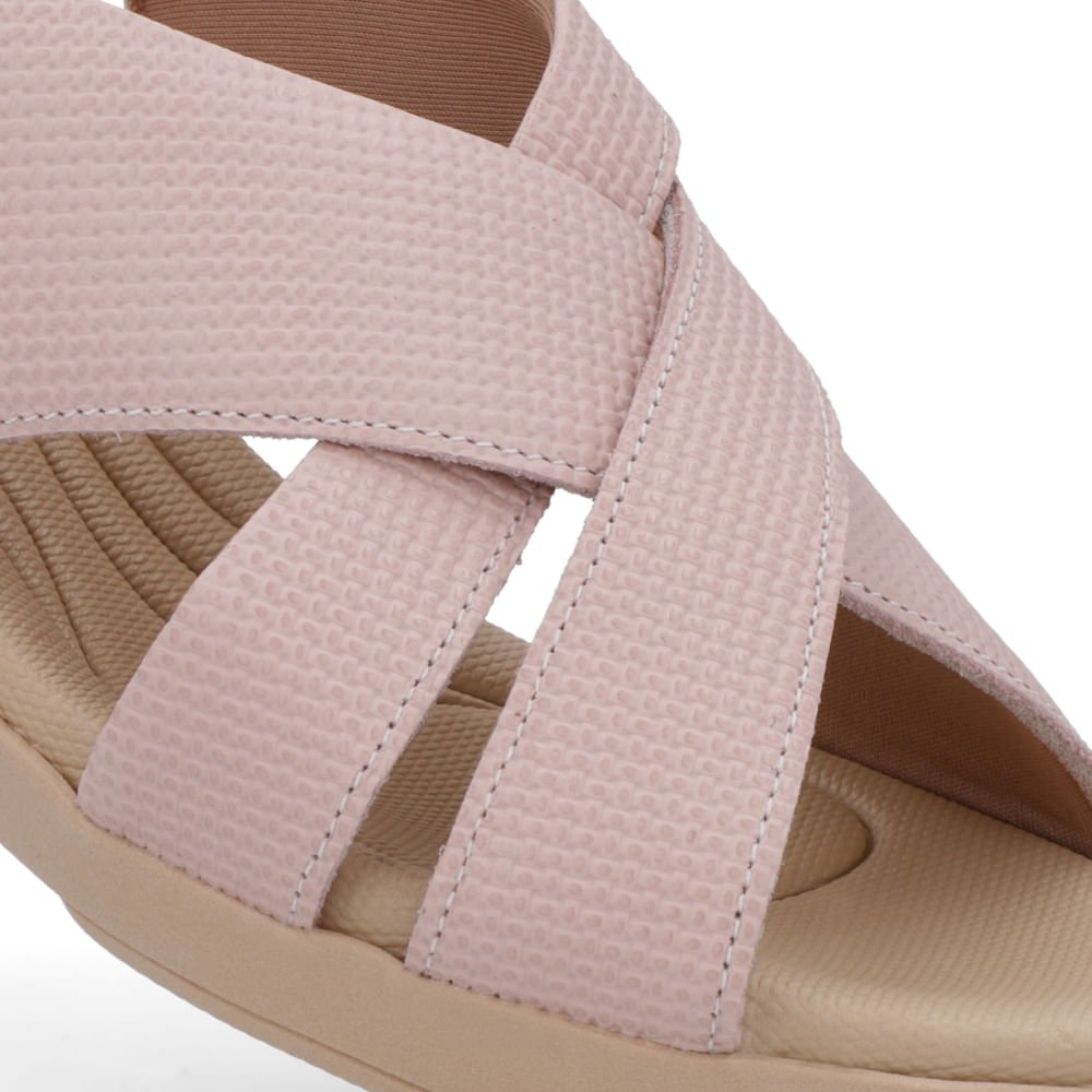 Sandália Couro Rosa Tiras Salto Anabela Rosa 4