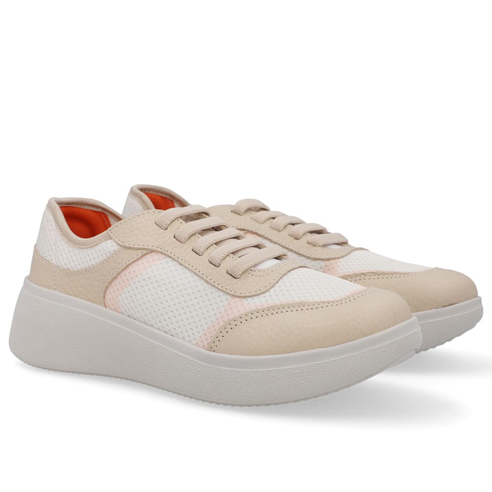 Tênis Lateral Tecido Bege Bege 2