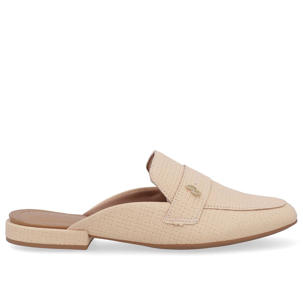 Mule Laranja Suave Bico Redondo Couro Bege 2