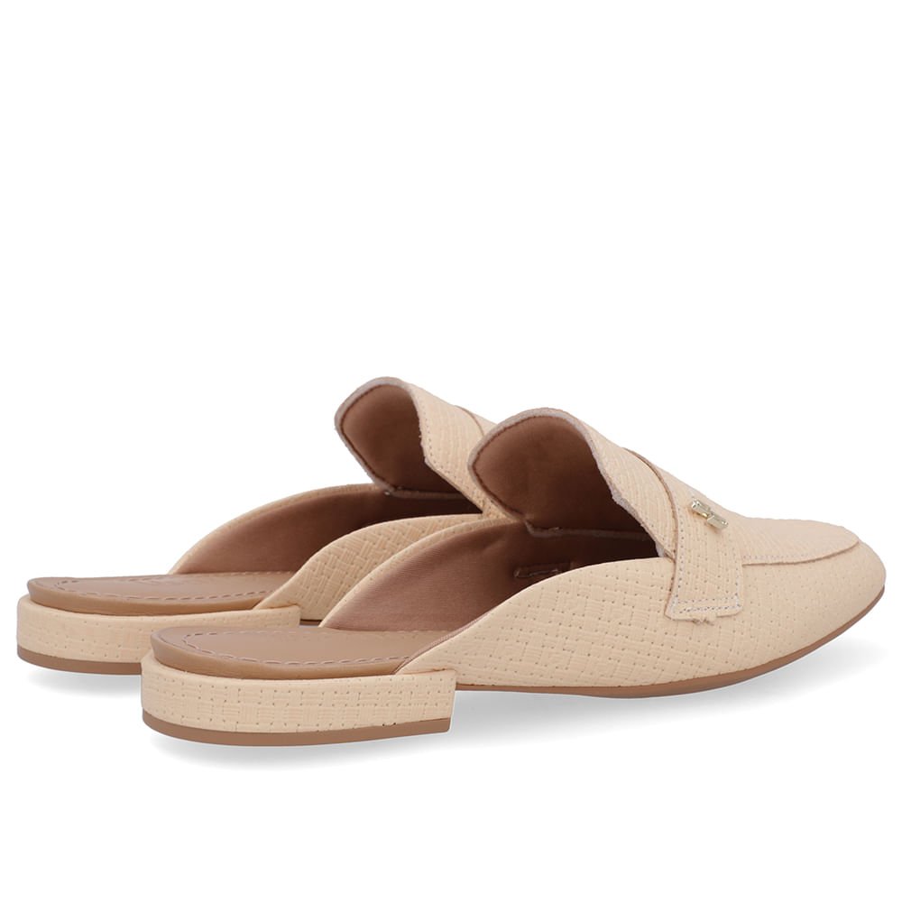 Mule Laranja Suave Bico Redondo Couro Bege 3