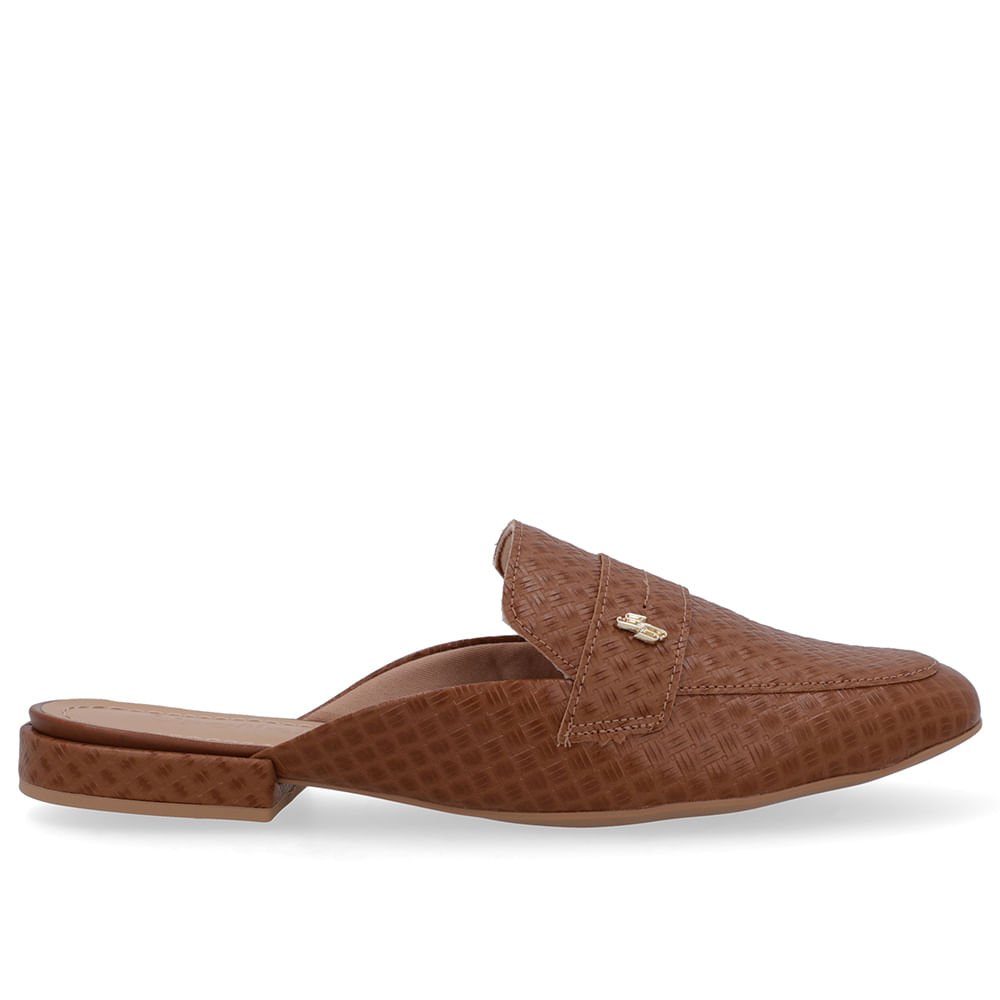 Mule Marrom Bico Redondo Couro
