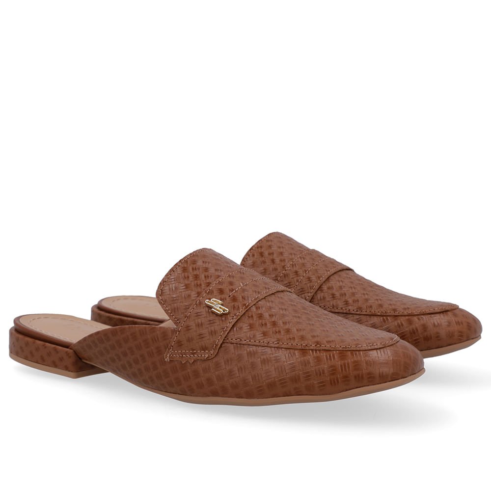 Mule Marrom Bico Redondo Couro Marrom 2