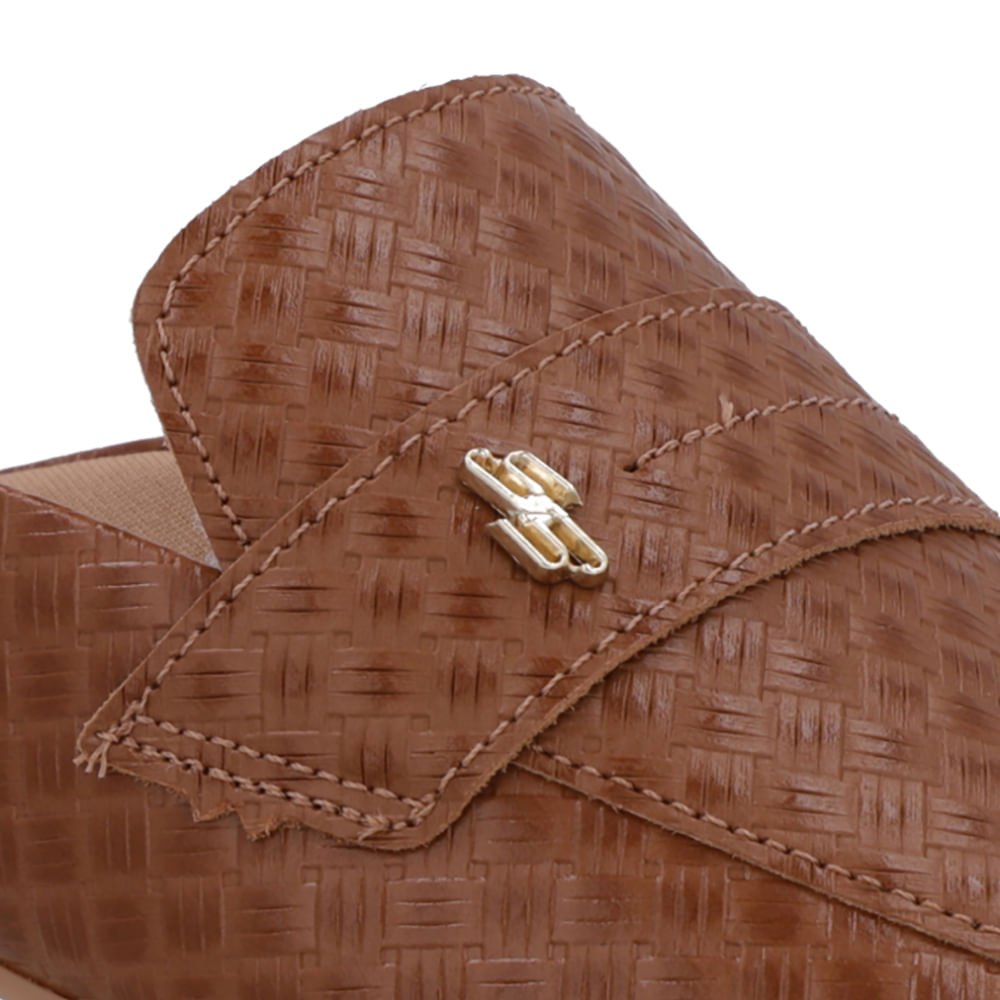 Mule Marrom Bico Redondo Couro Marrom 4