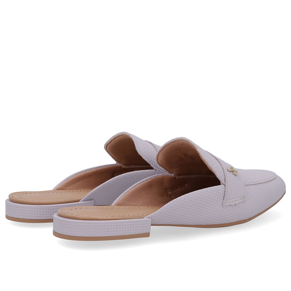 Mule Lilás Bico Redondo Couro Branco 6